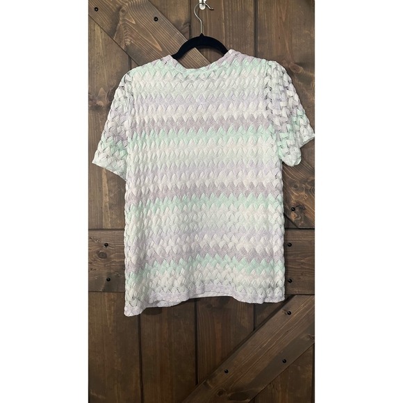 Alfred Dunner Pastel‎ Lace Cardigan Top Set Embellished Neckline M - Picture 3 of 5